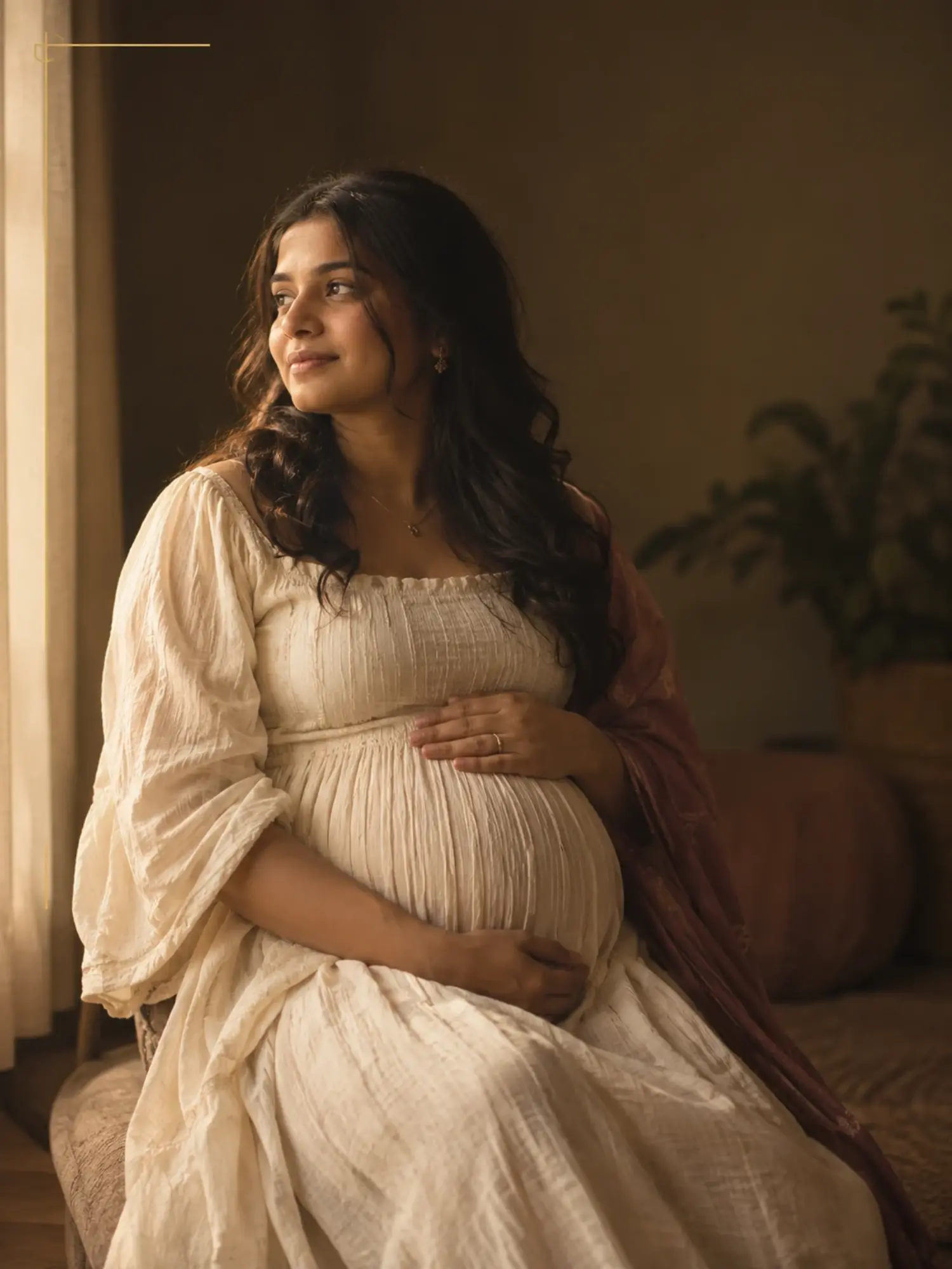 Expecting mother during a maternity photoshoot in Bangalore