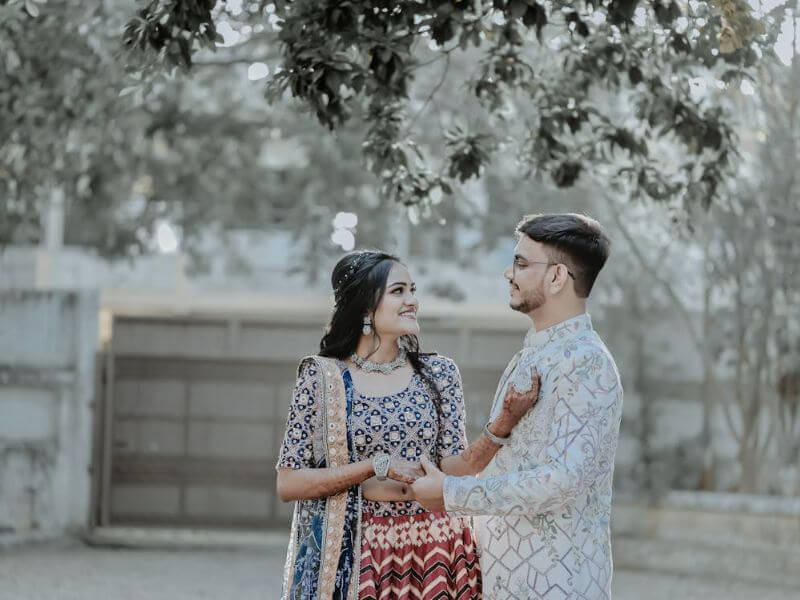 Couple sharing a first look moment