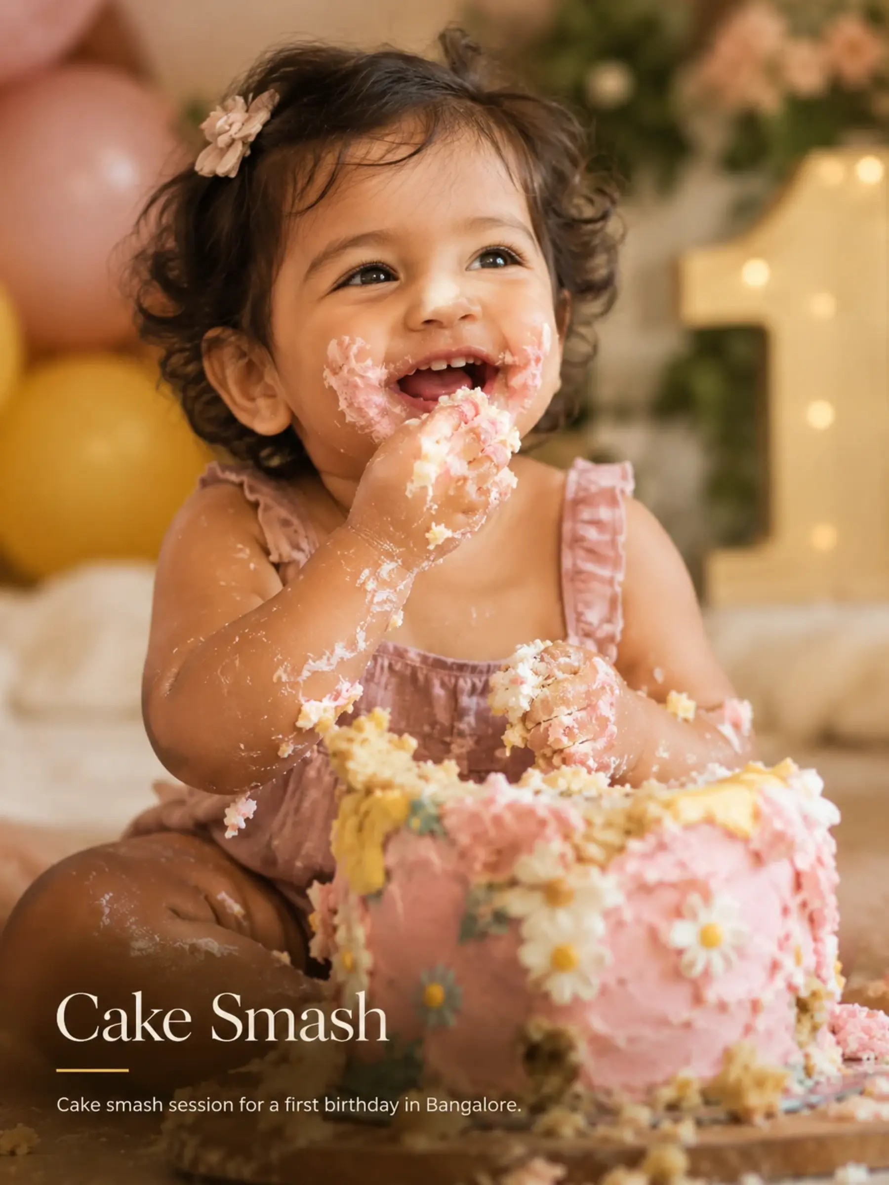 Cake smash session for a first birthday in Bangalore