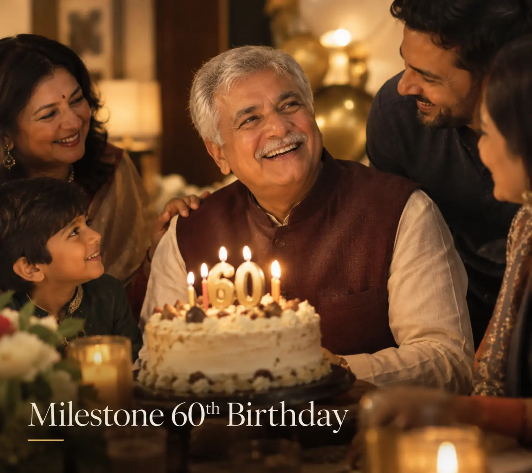 Milestone 60th birthday celebration photography in Jayanagar, Bangalore