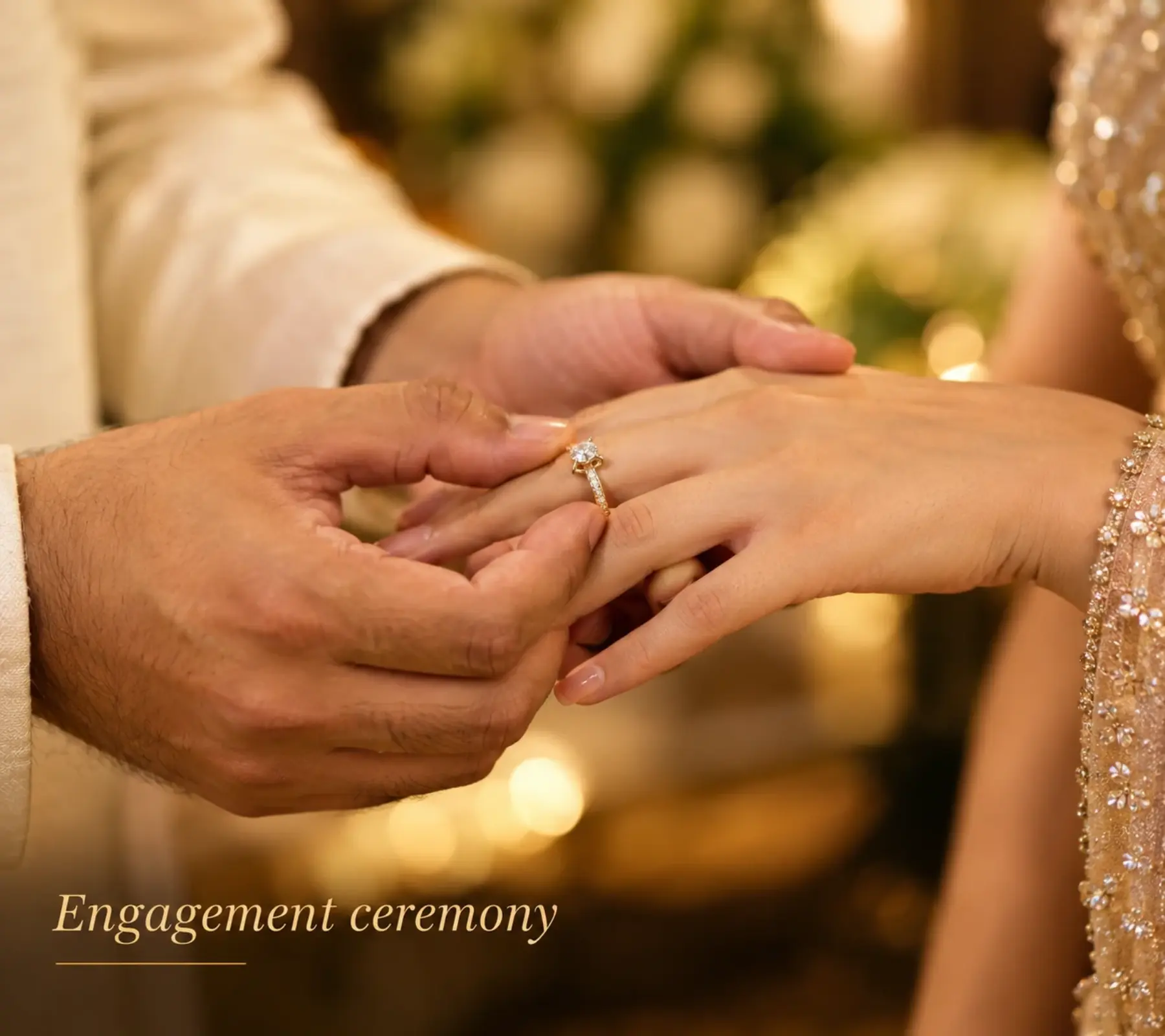 Engagement ceremony photography at a banquet hall in Jayanagar