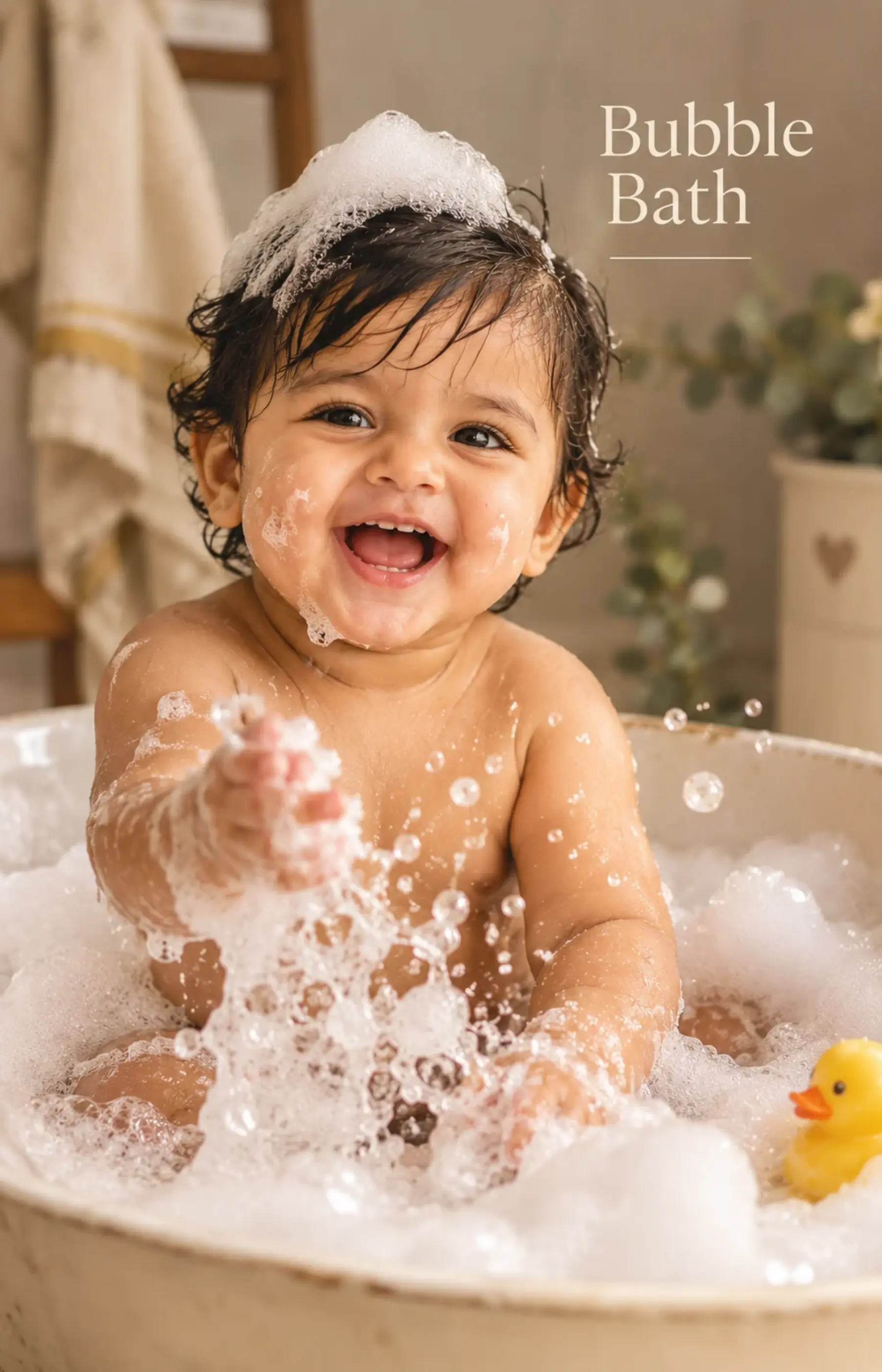 Bubble bath finish after a cake smash session in Bangalore