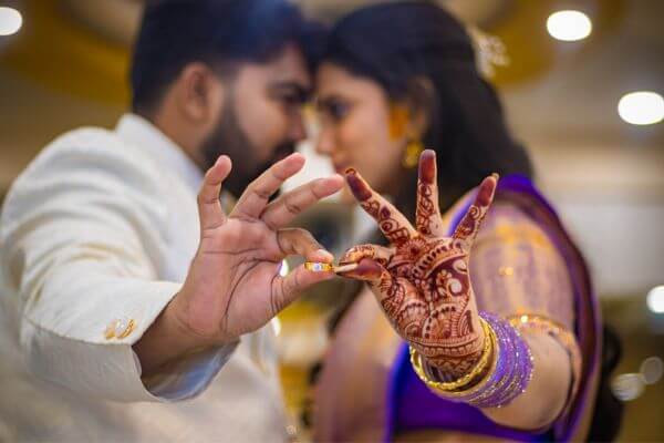 Ring ceremony intimate wedding photo in Basavanagudi, Bangalore
