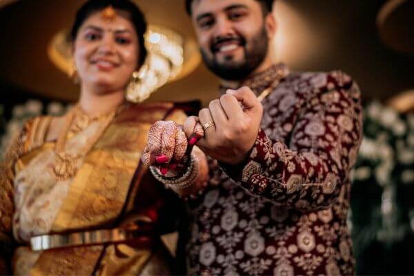 Sacred pinky finger wedding ceremony moment, Basavanagudi wedding photographer