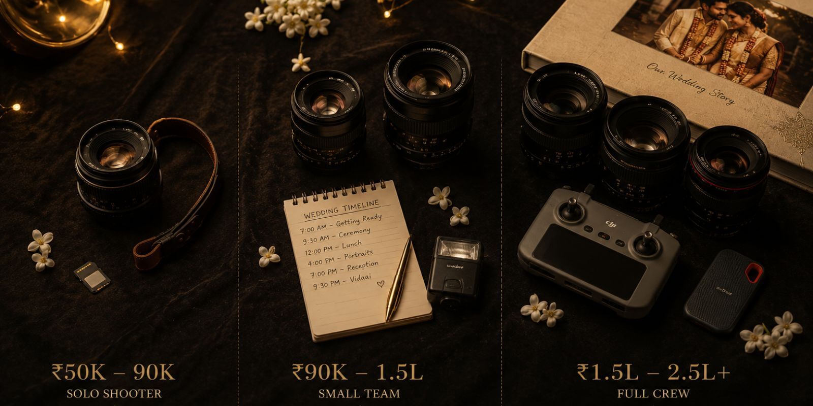 Wedding photography budget tiers visual comparison